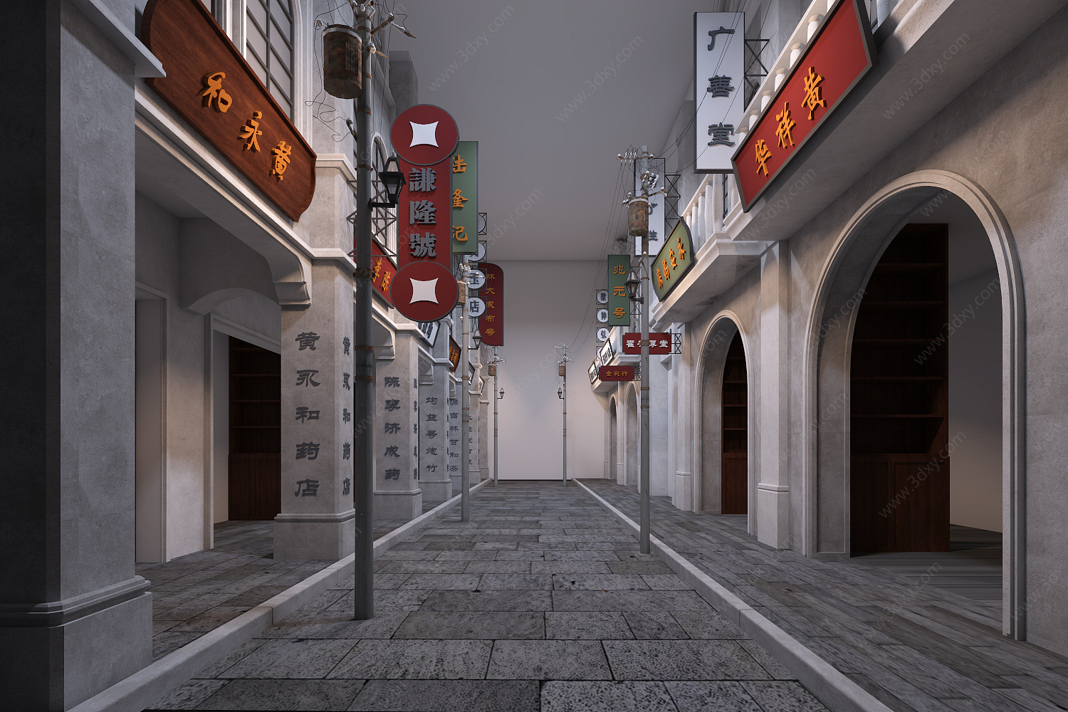 民国复古风商业街3D模型