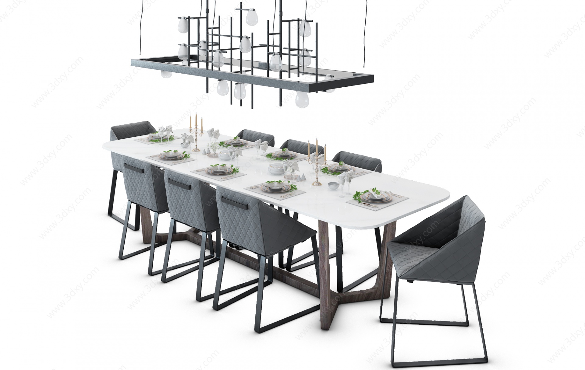 现代风格餐桌椅组合3D模型