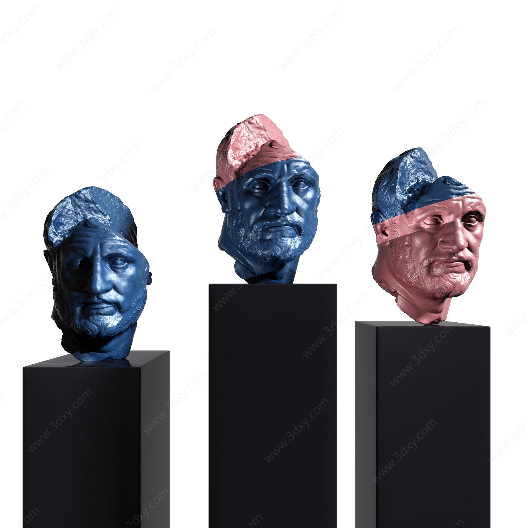 现代人物头颅雕塑3D模型