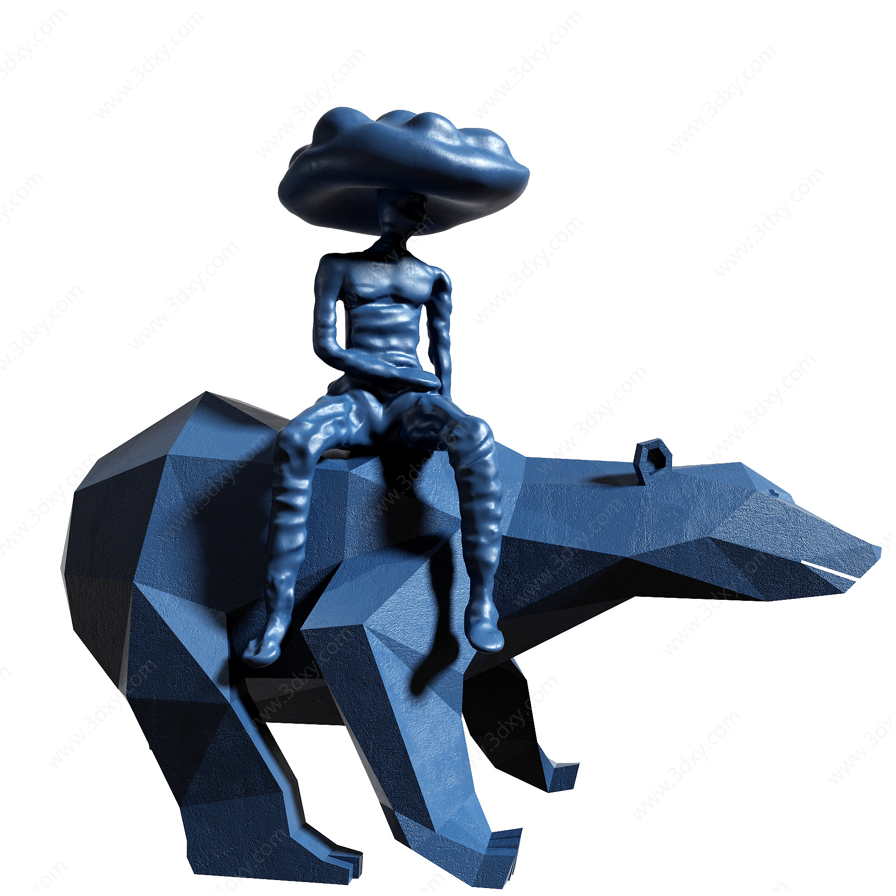 现代几何动物雕塑摆件3D模型