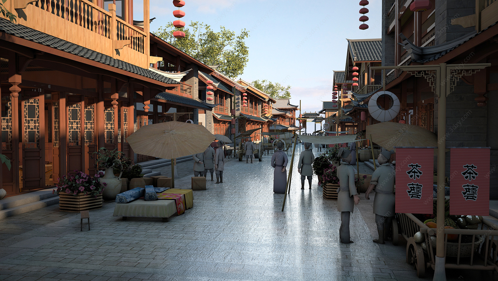 中式商业街3D模型
