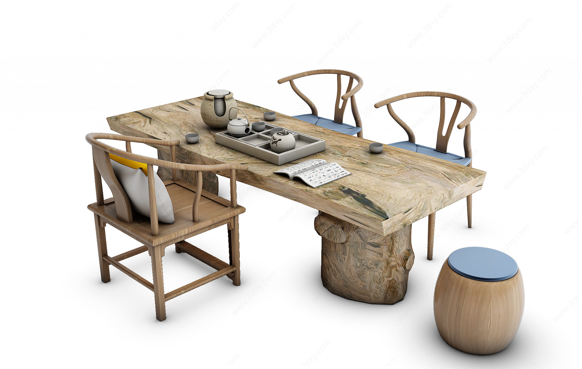 中式茶桌3D模型