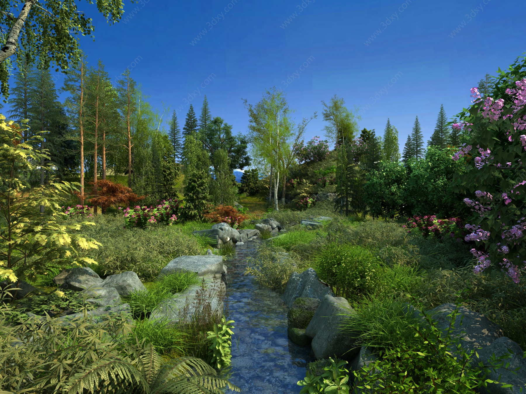 现代森林生态景观3D模型