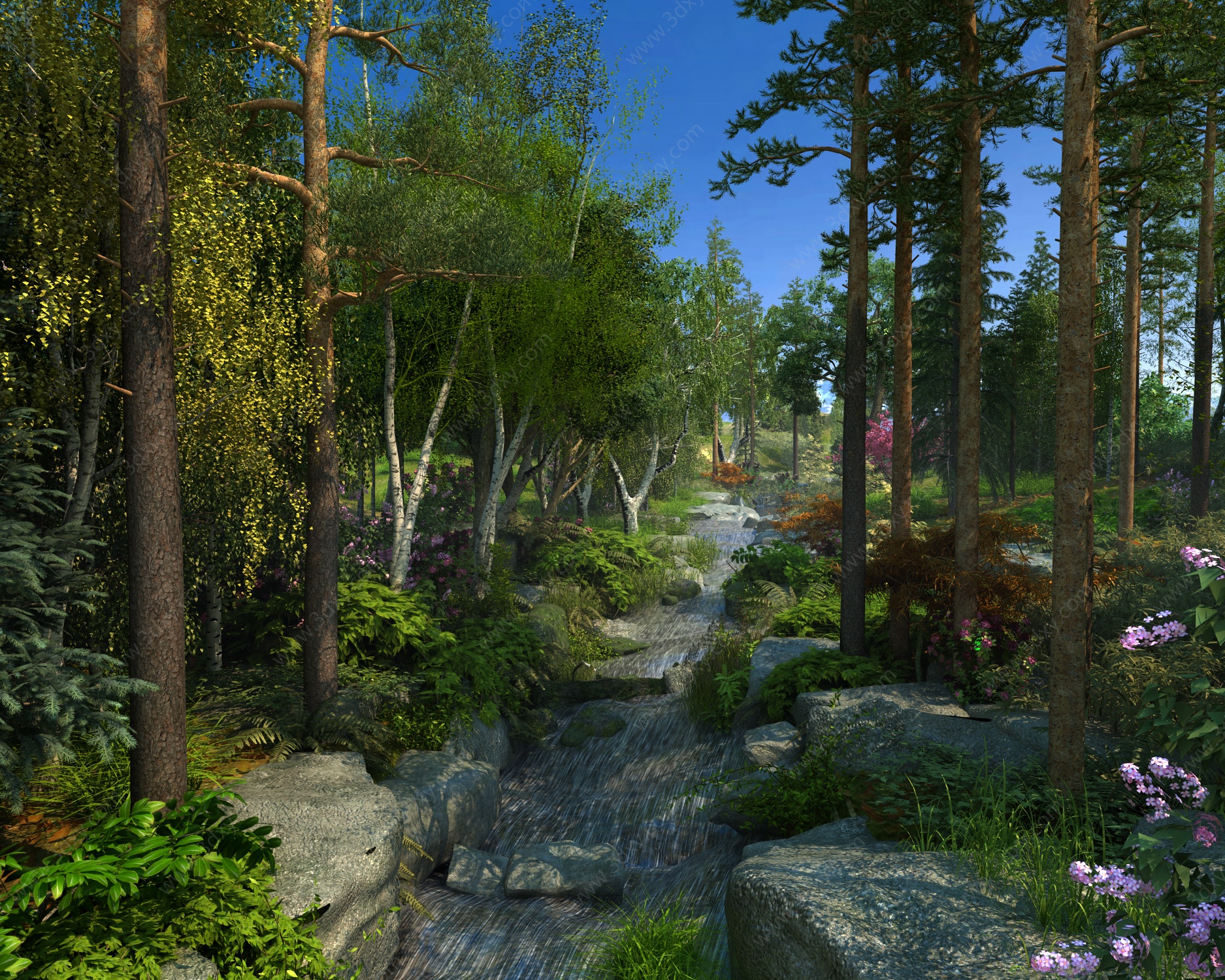 现代自然景观生态景观3D模型