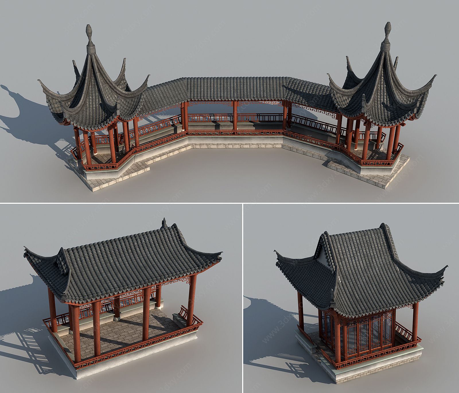 中式古建凉亭3D模型