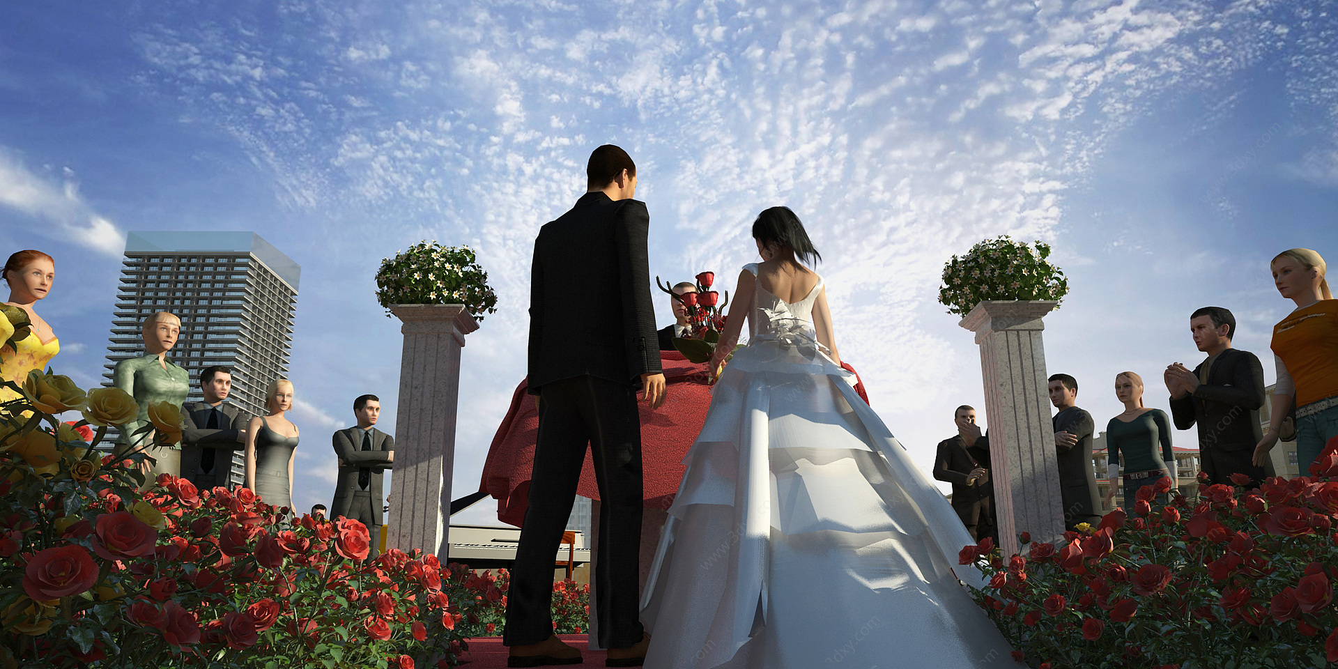 现代户外婚礼室外婚礼3D模型