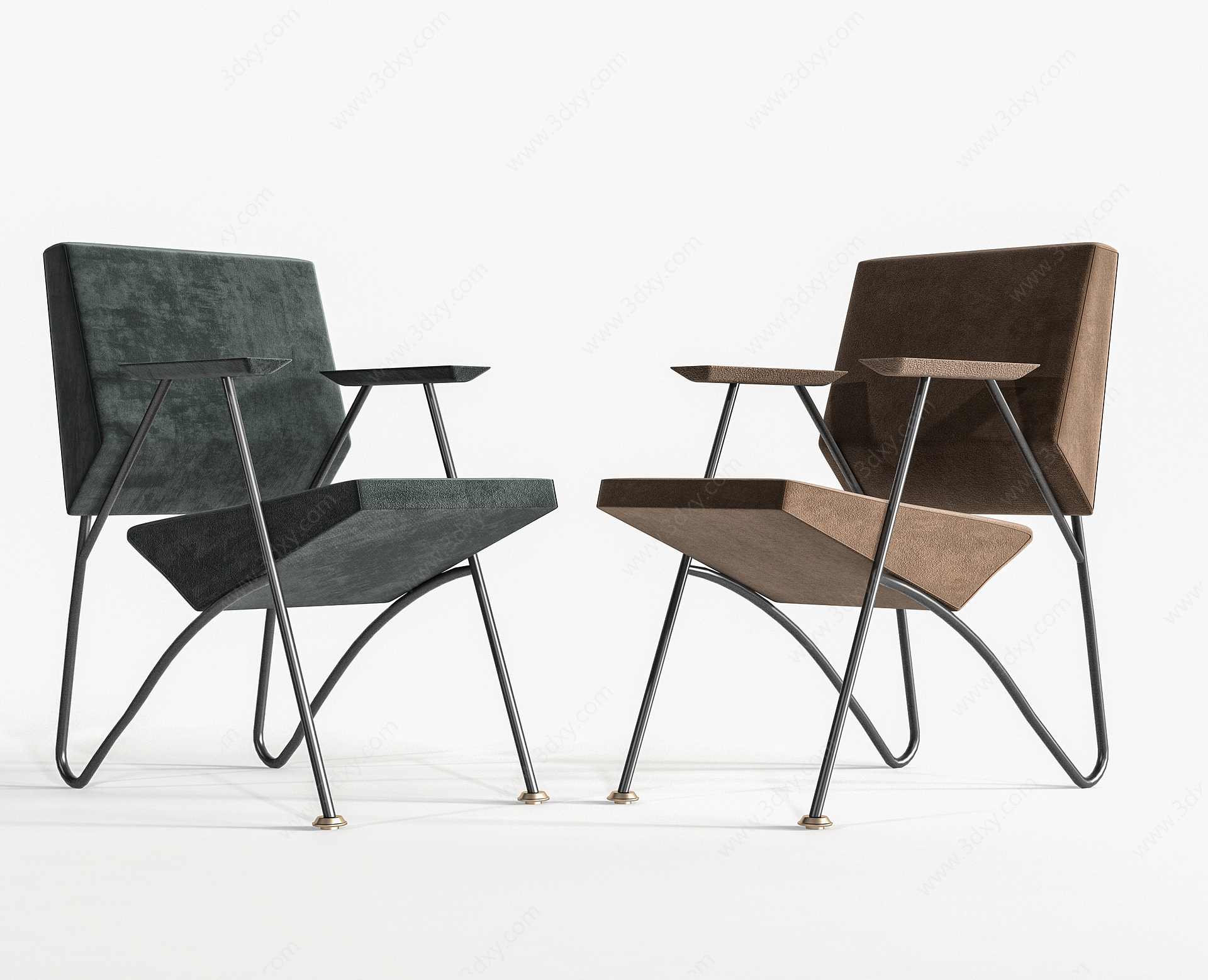 现代单椅餐桌椅休闲椅3D模型