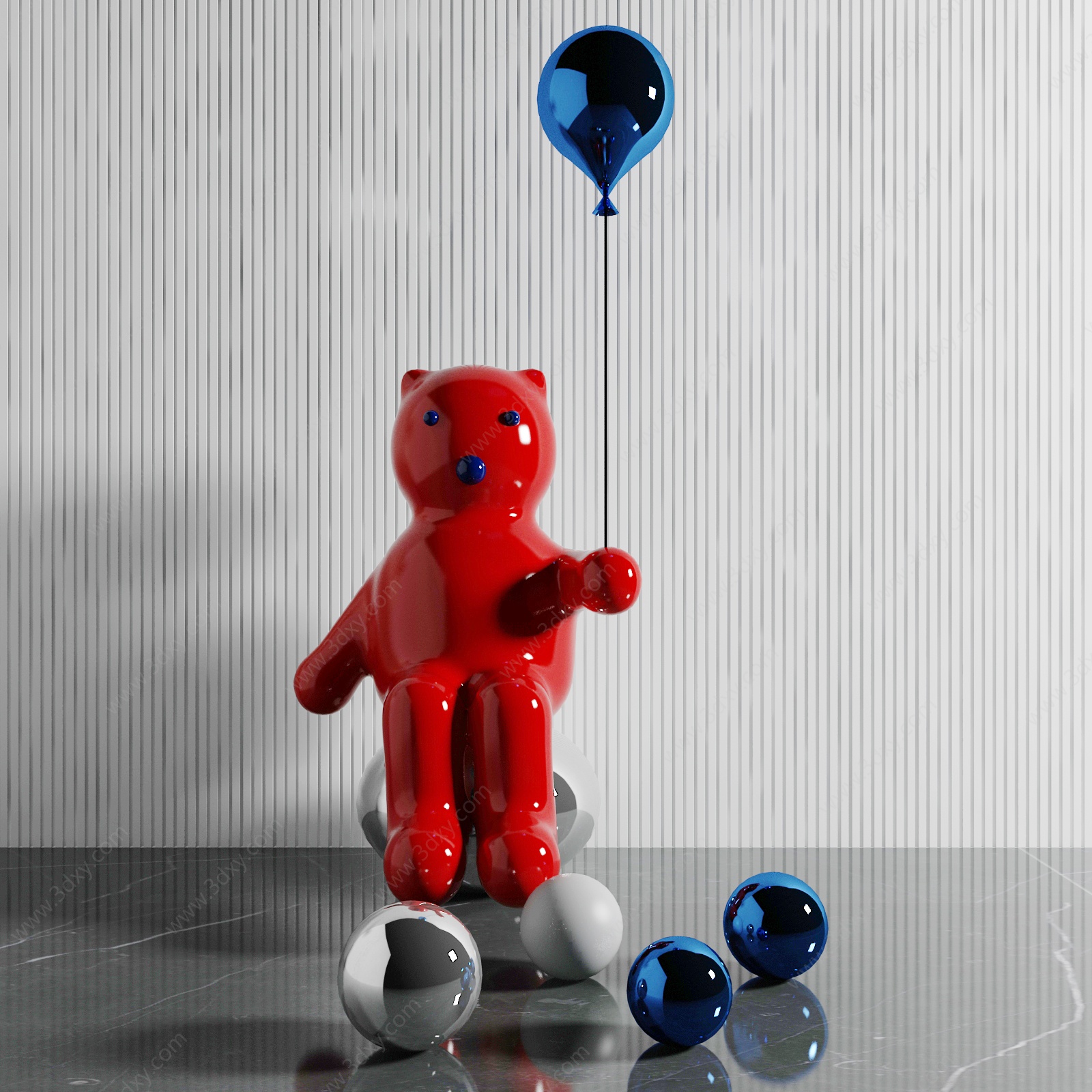 现代小熊雕塑3D模型