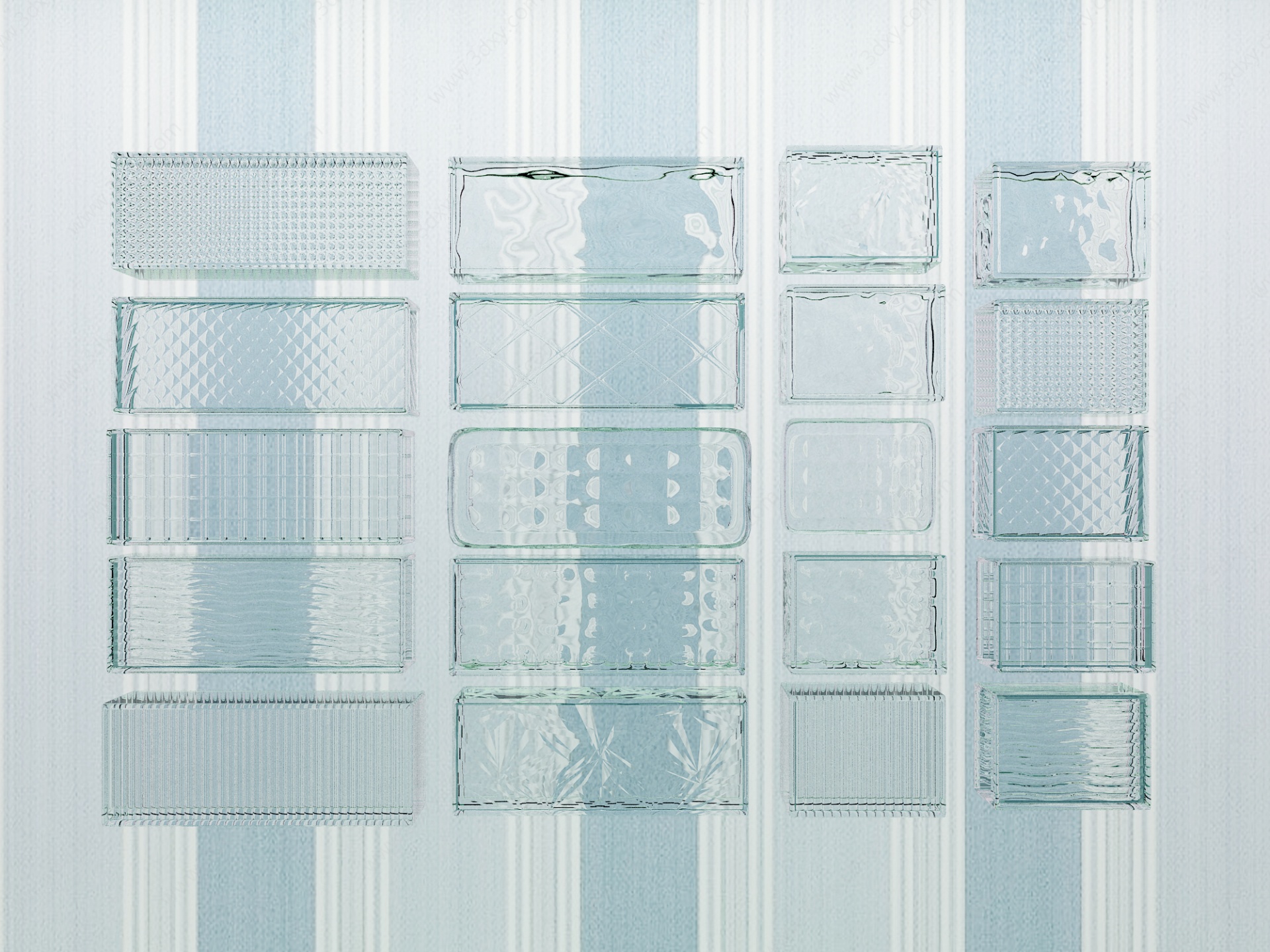 现代玻璃砖装饰墙3D模型