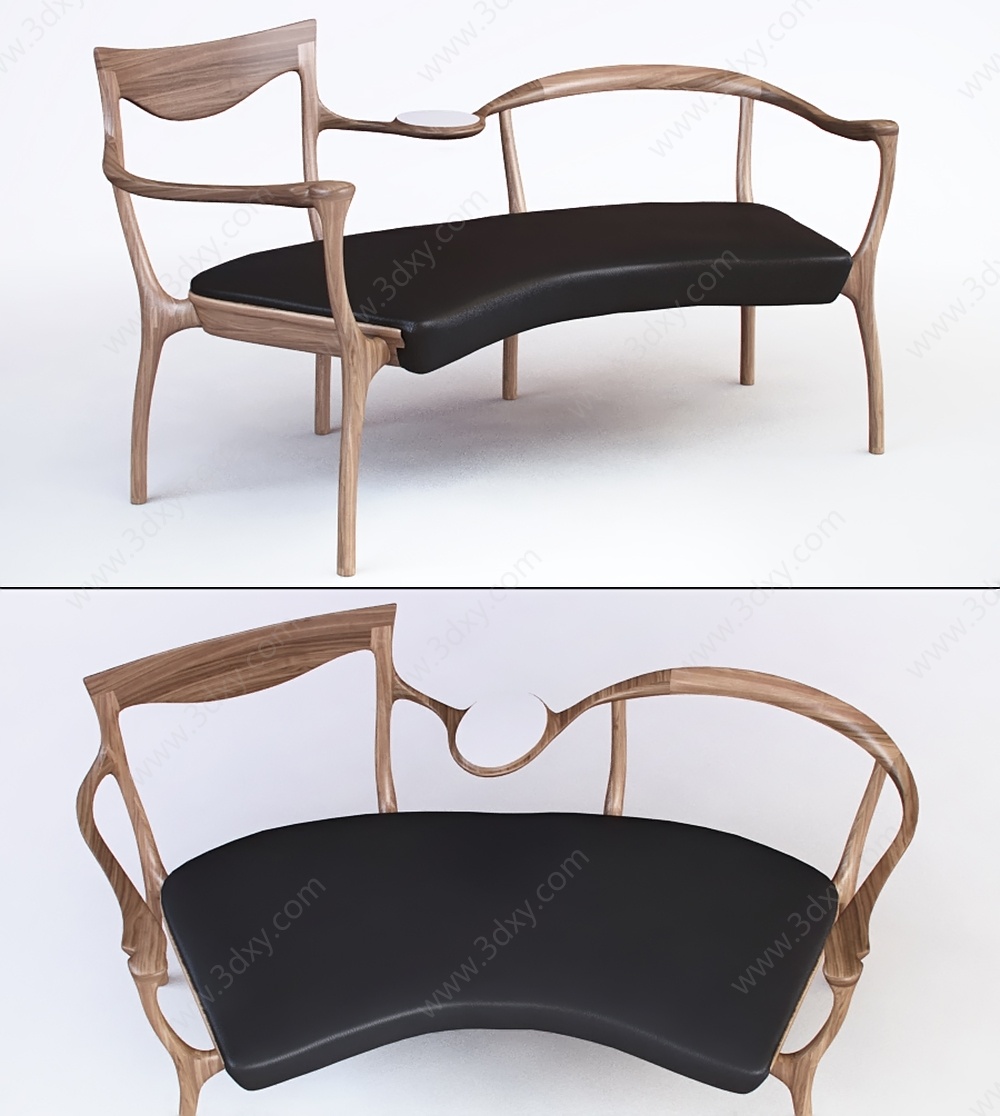新中式双人椅3D模型
