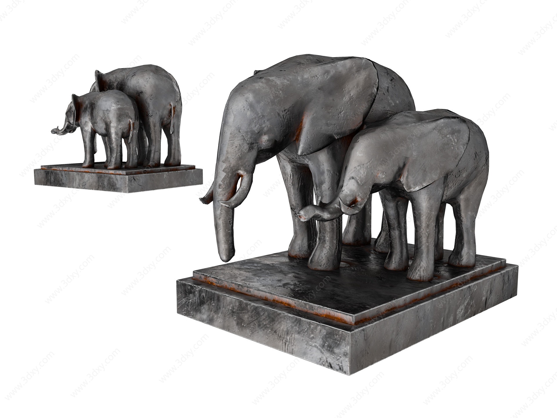 现代大象雕塑摆件3D模型