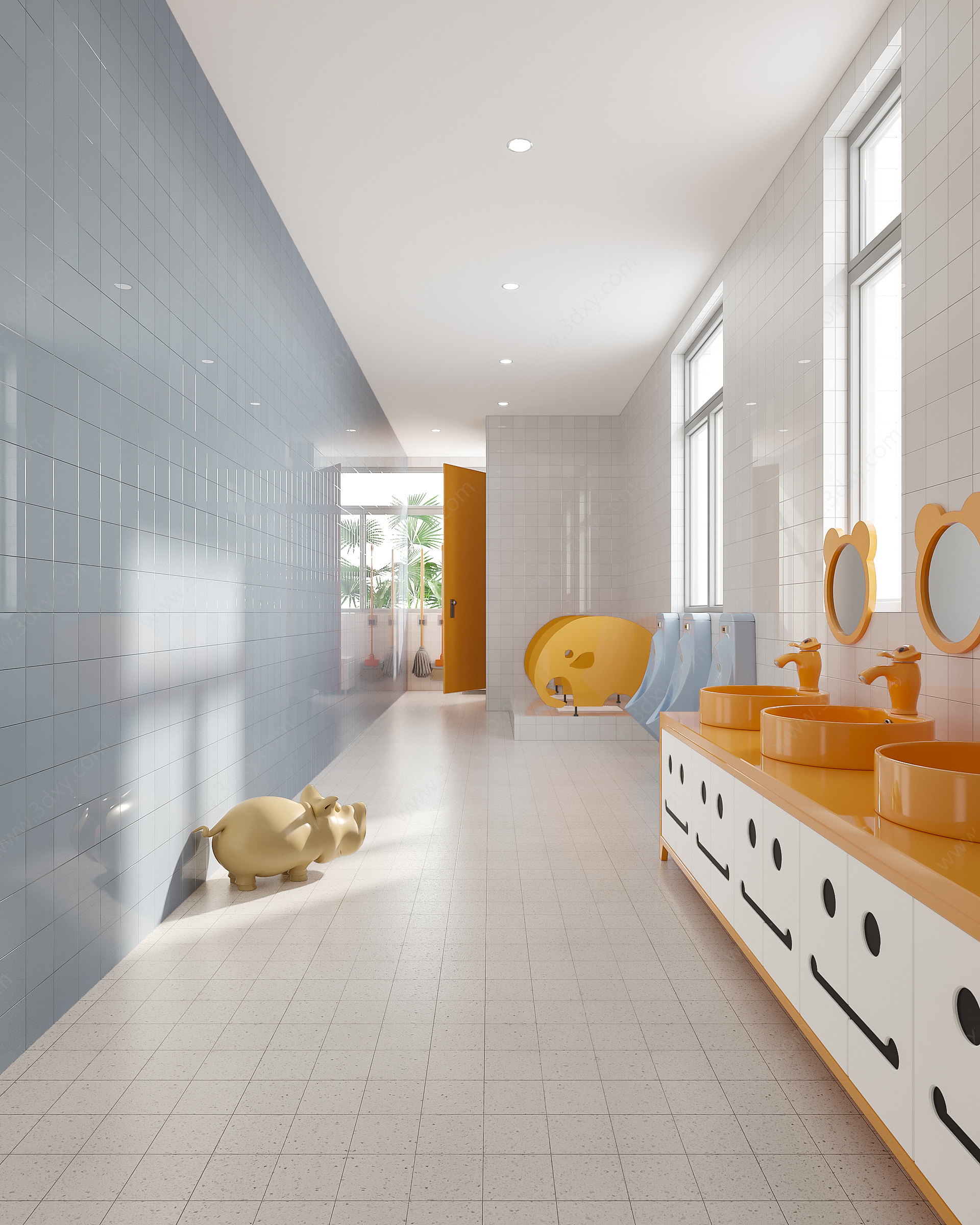现代幼儿园卫生间3D模型
