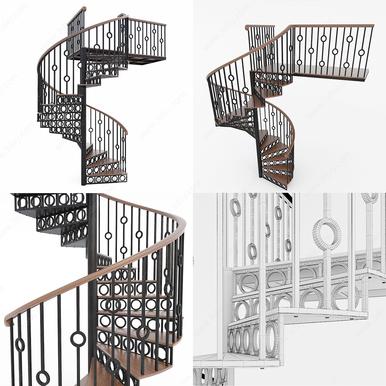 现代铁艺旋转楼梯3D模型