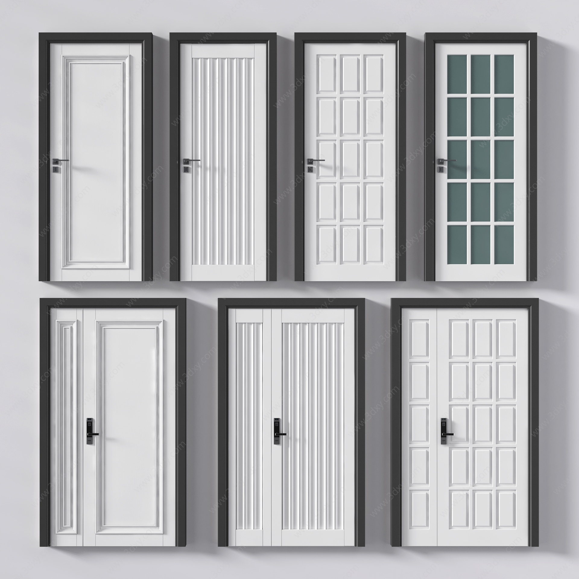 现代门单开门房门3D模型