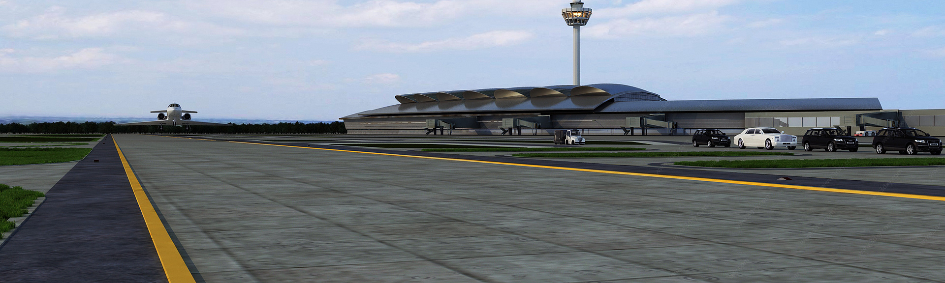 现代机场飞机场3D模型