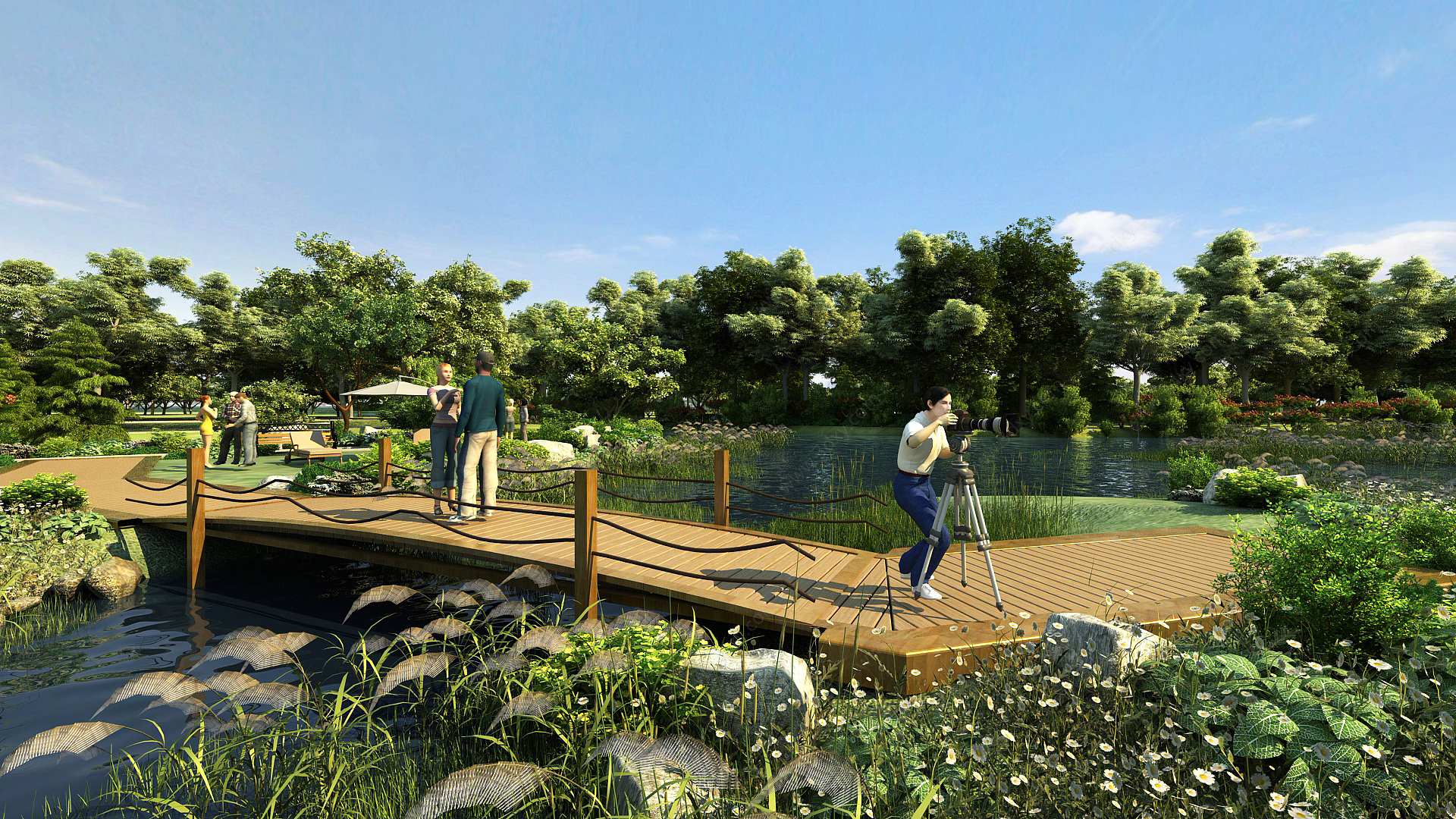 现代湿地公园3D模型