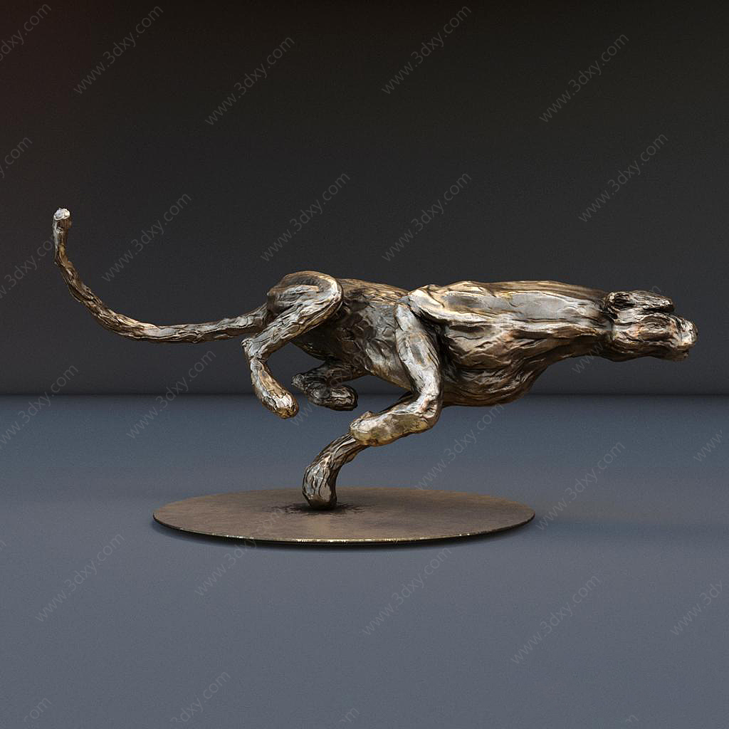 现代豹子雕塑3D模型