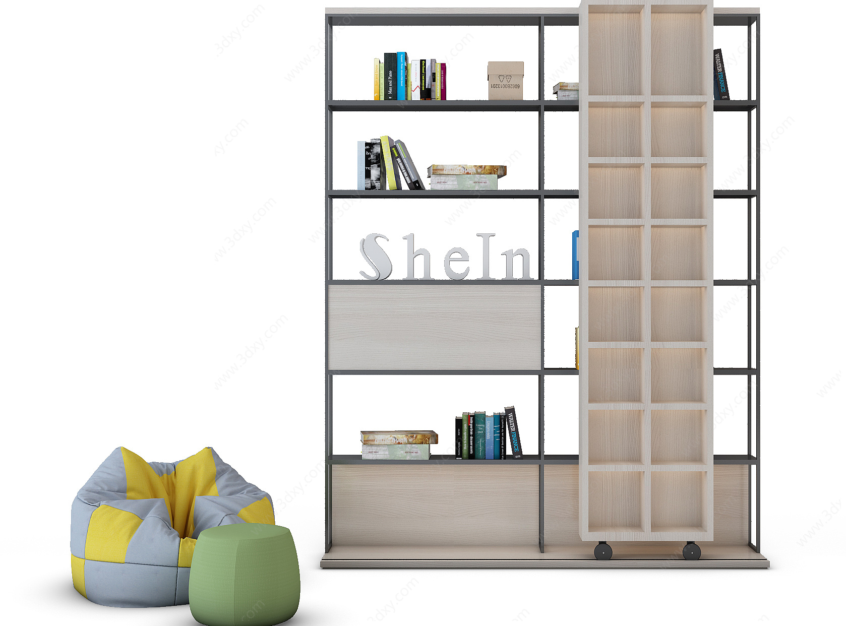 现代懒人沙发书柜3D模型