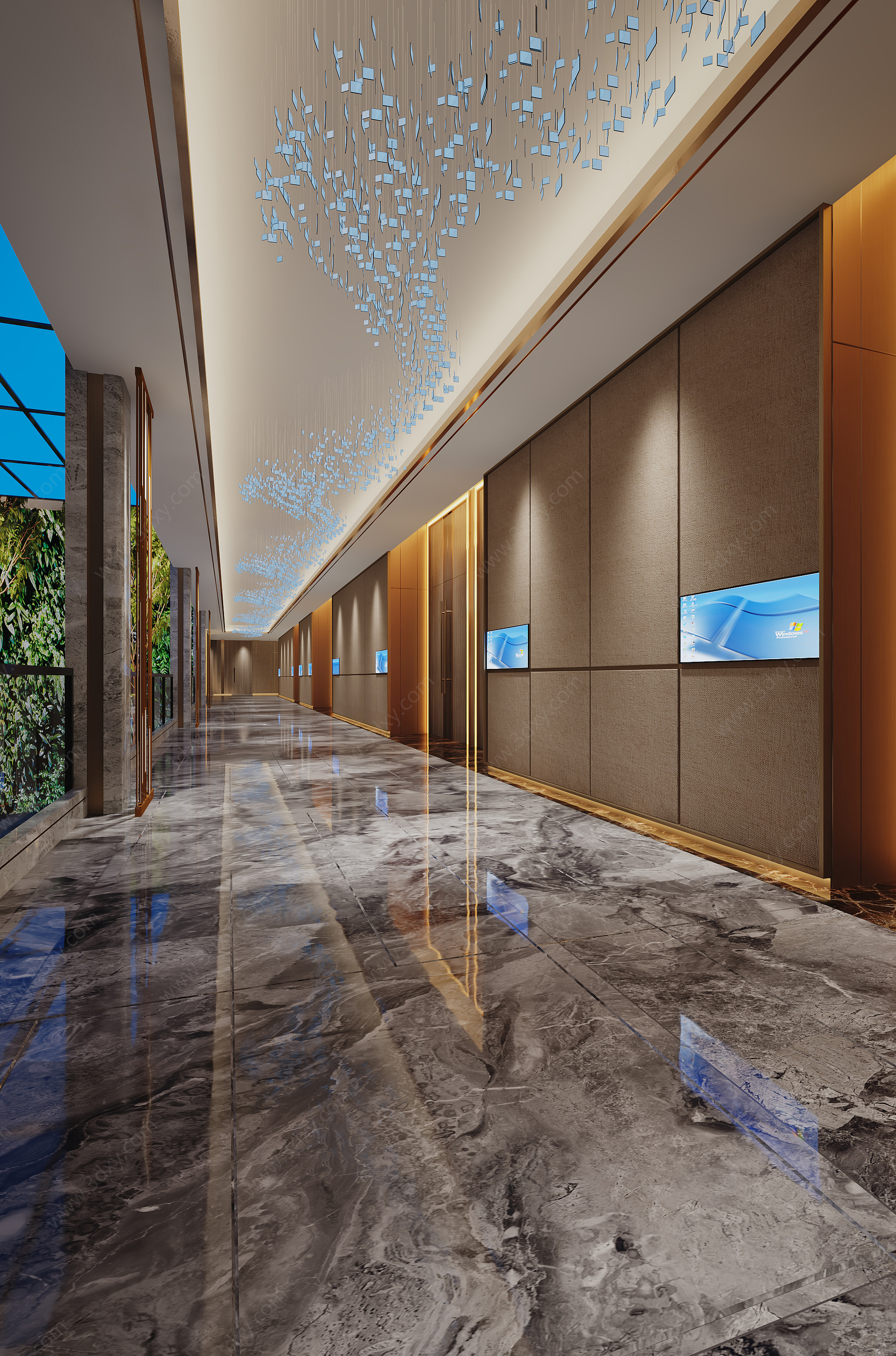 新中式酒店过道3D模型3D模型