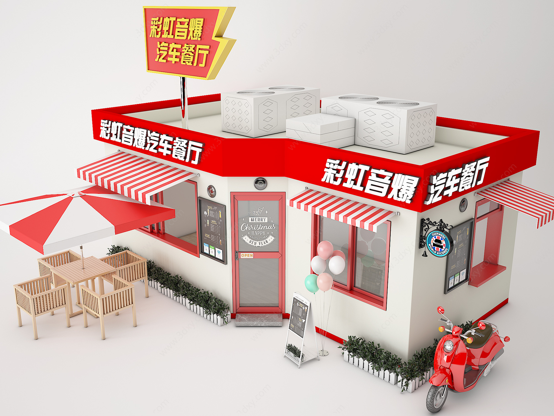 现代售货亭快餐店3D模型