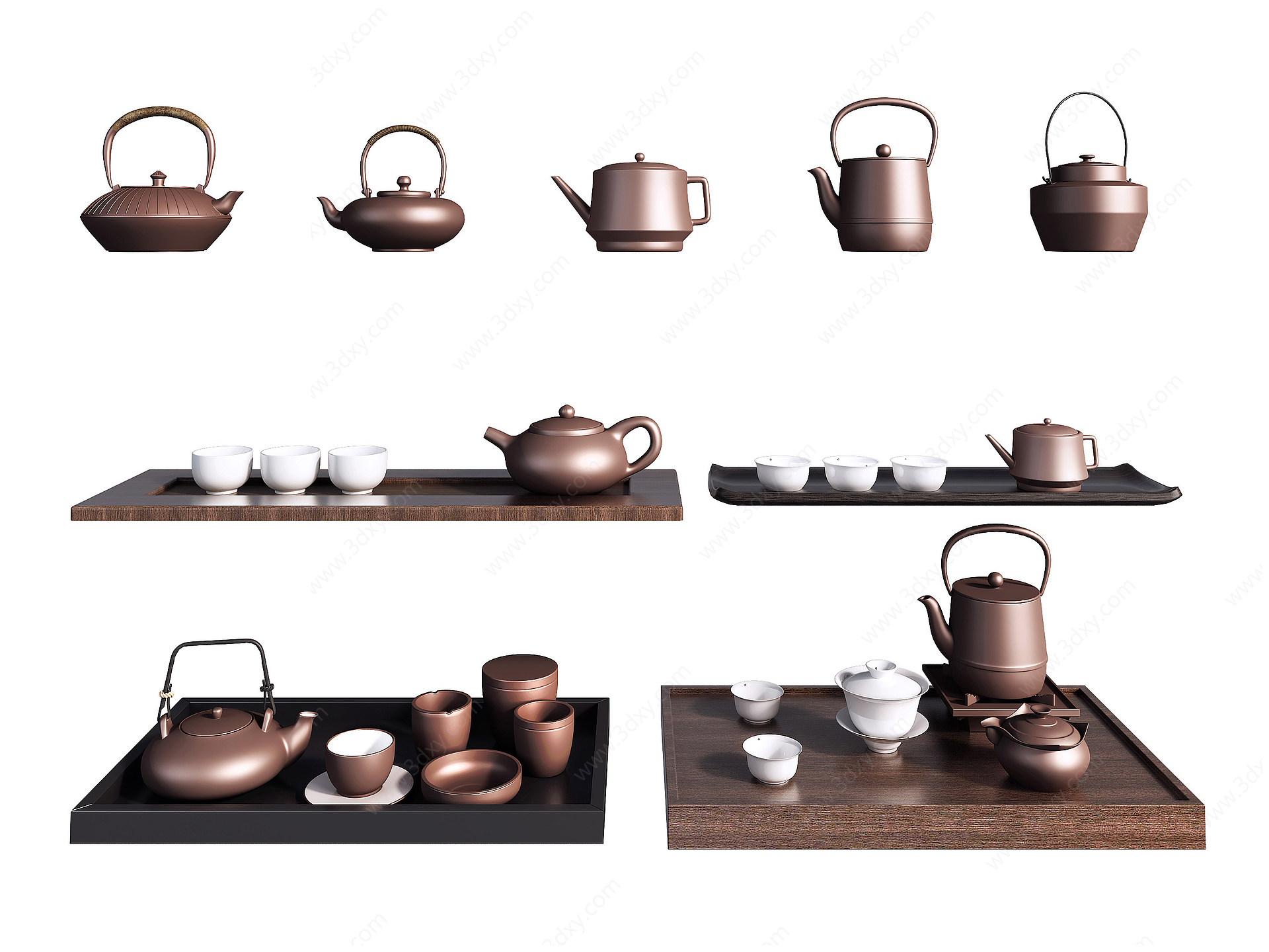 现代茶具茶壶茶杯3D模型