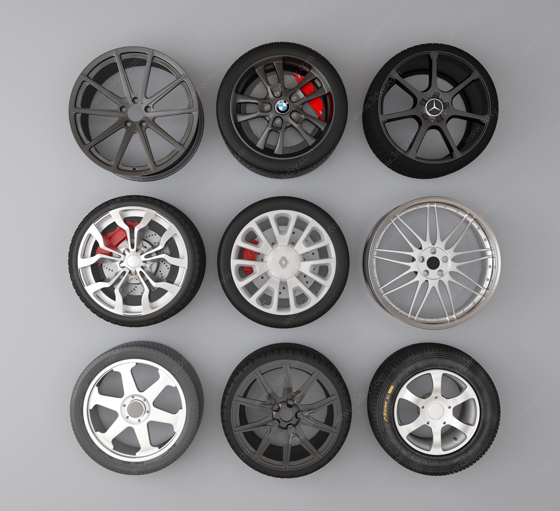 现代汽车轮胎轮毂3D模型