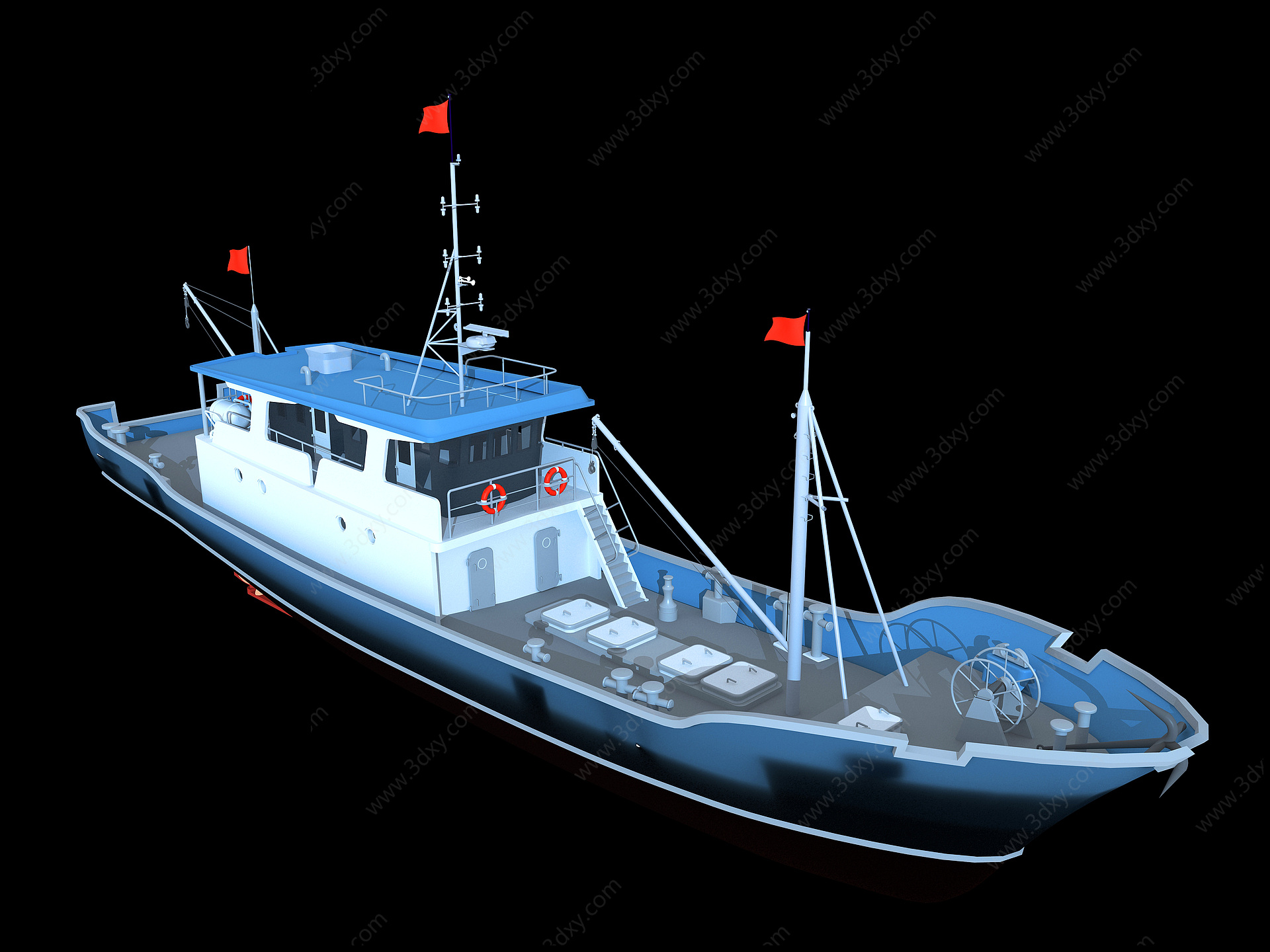 现代渔船海警船3D模型