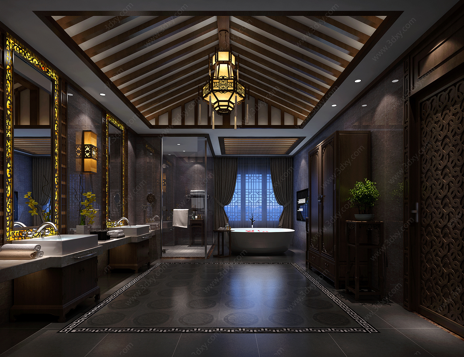 中式酒店卫生间3D模型3D模型