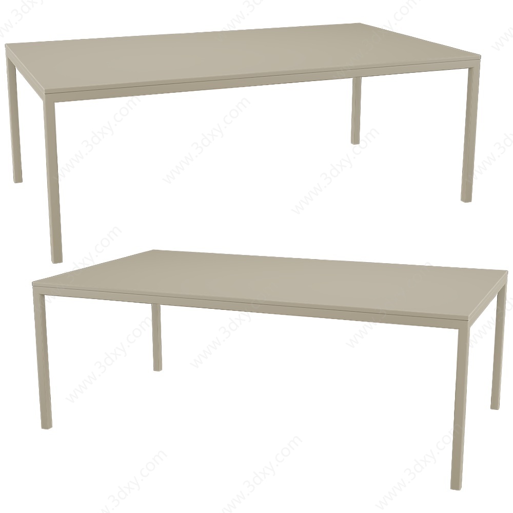 rectangular现代简易餐桌3D模型