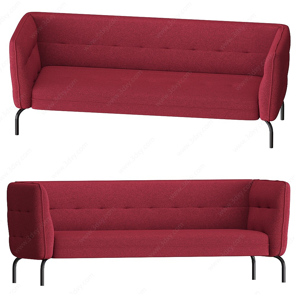 现代休闲红沙发3D模型