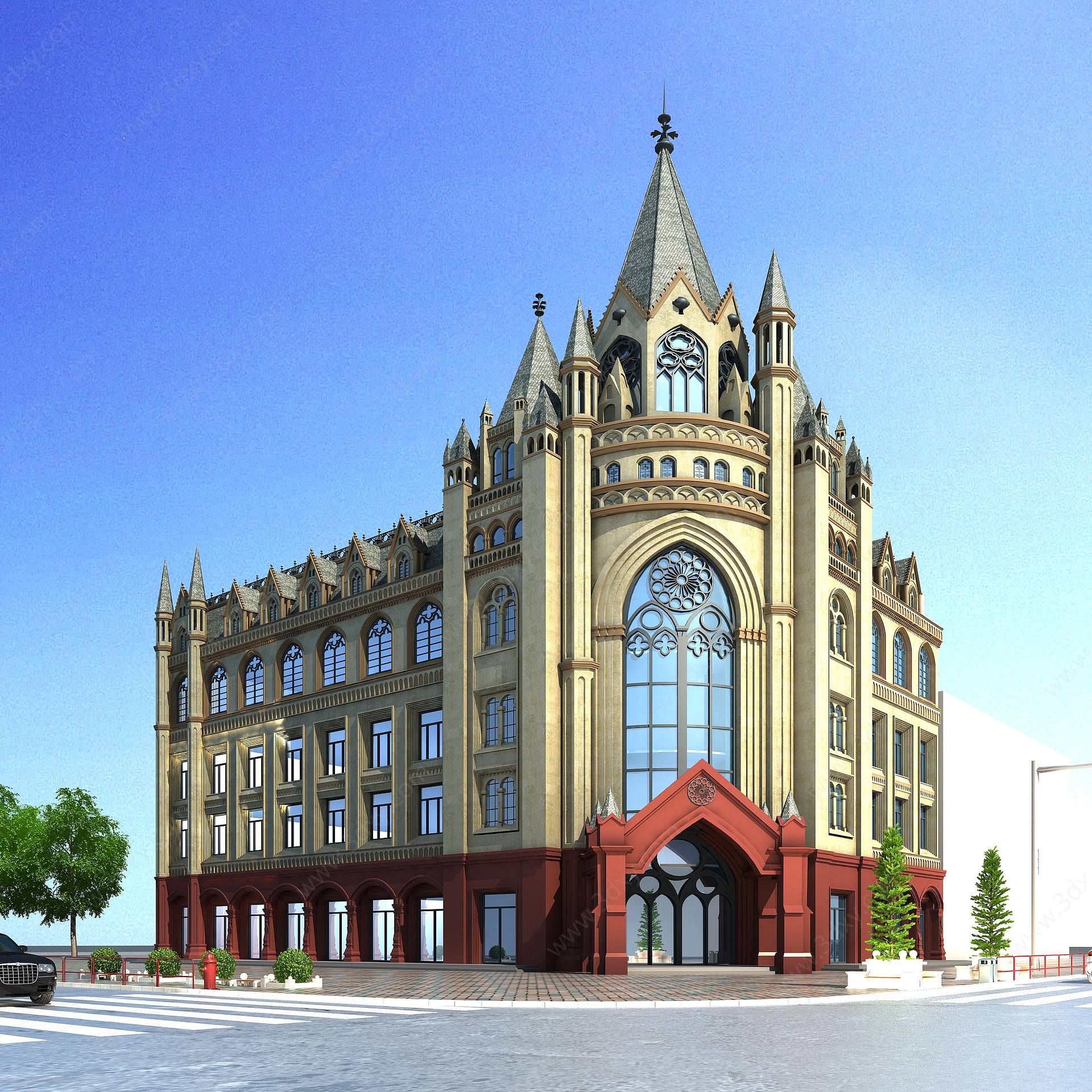 法式建筑酒店3D模型
