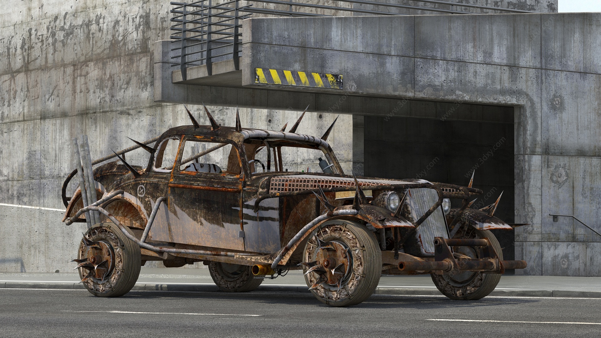 现代废弃汽车3D模型