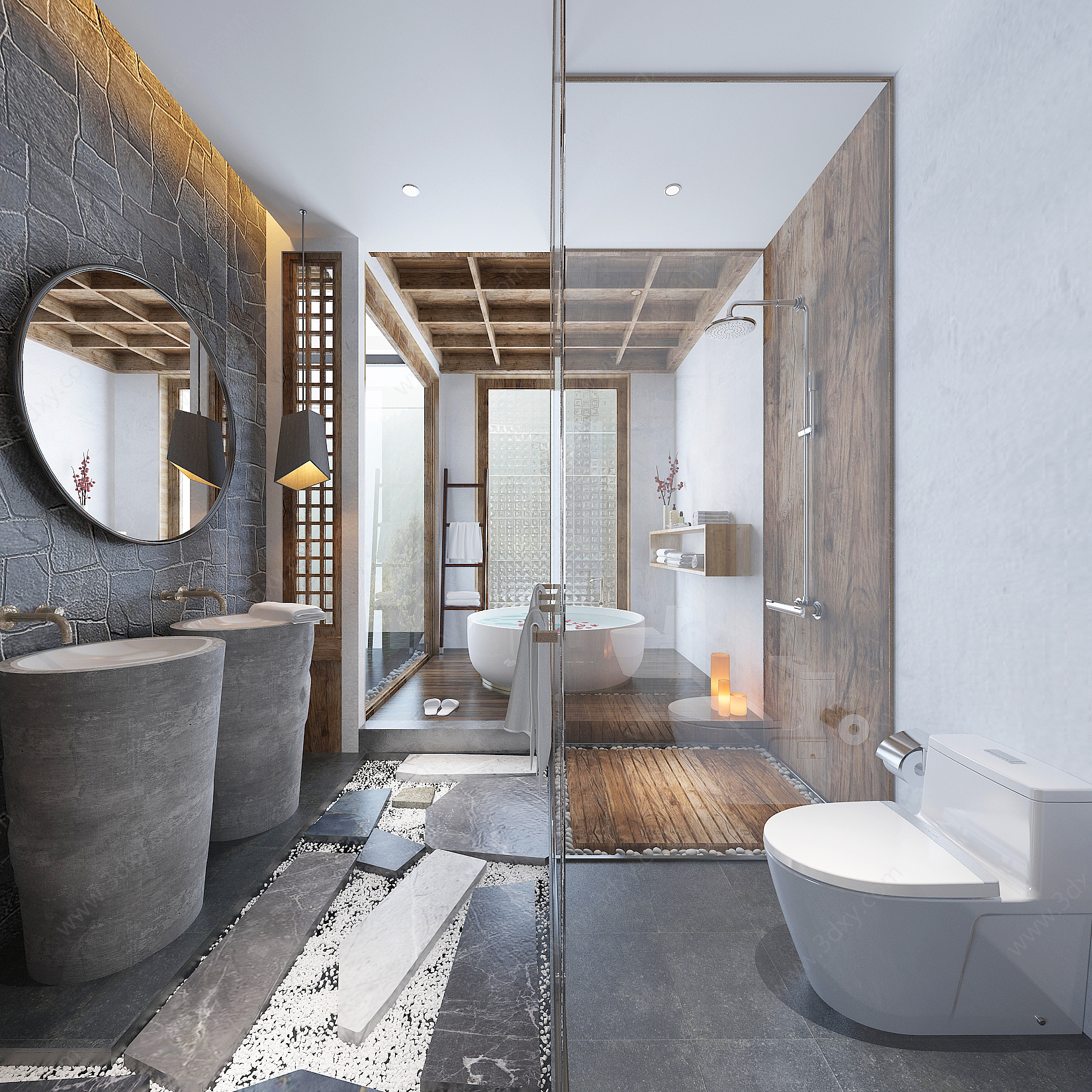 现代民宿卫生间浴室浴室柜3D模型