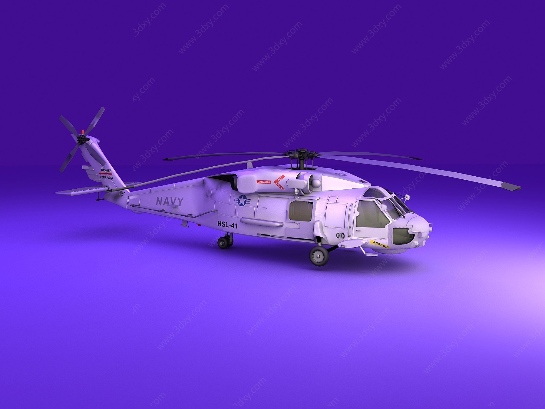 现代 直升机3D模型