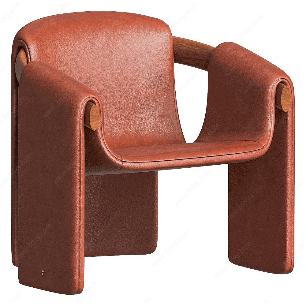现代皮革休闲单椅3D模型