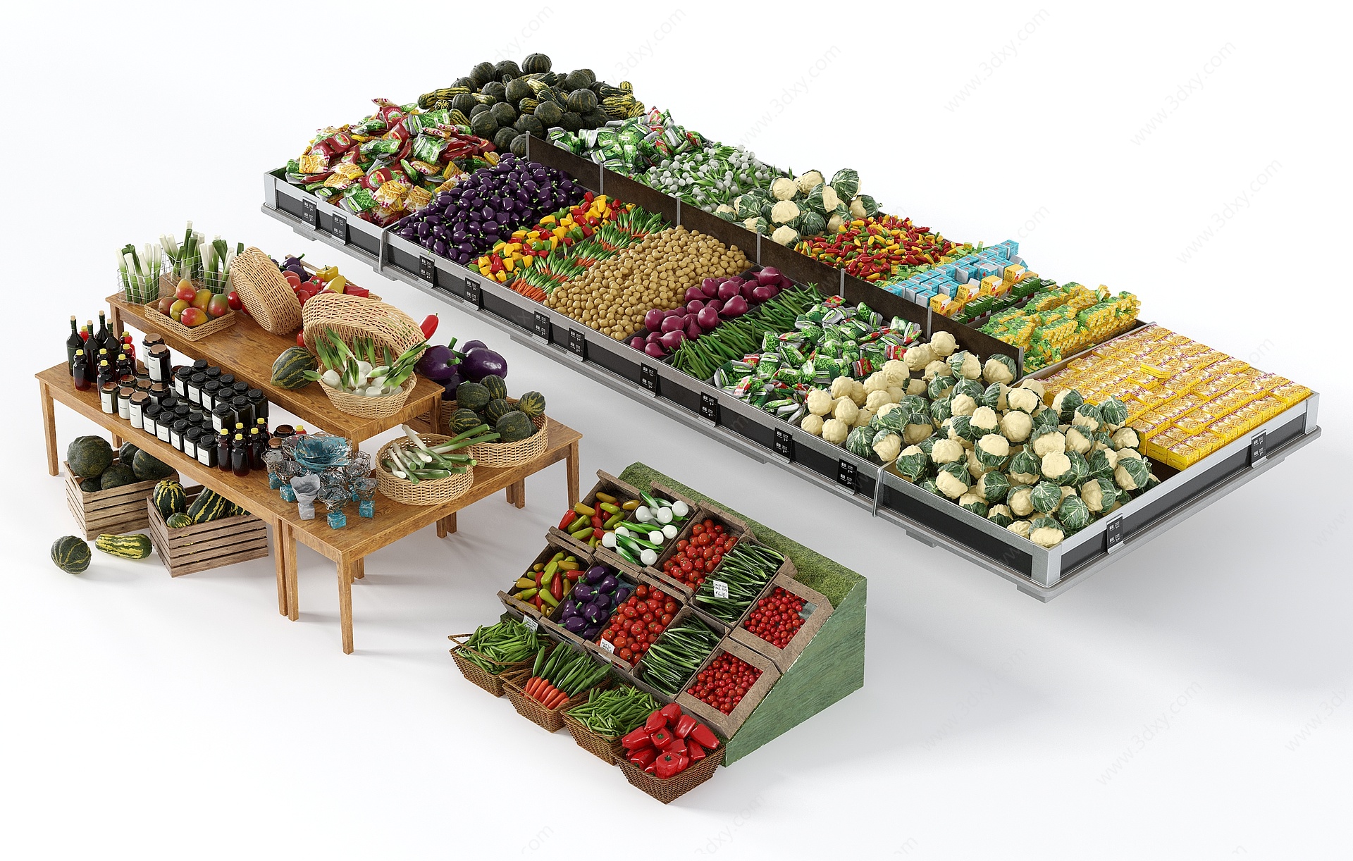 现代蔬菜水果架蔬菜水果3D模型