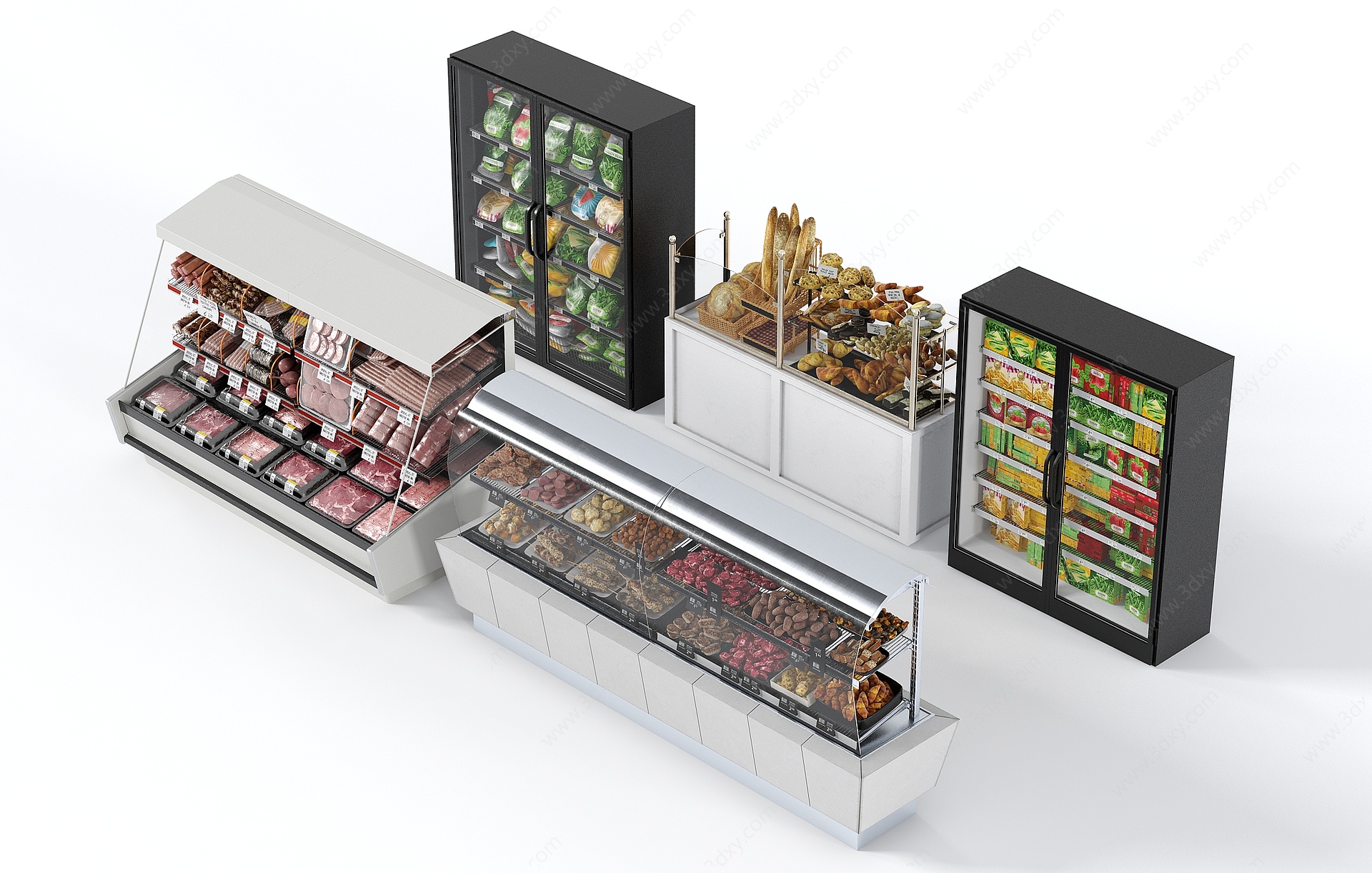 现代超市货架货柜冷藏柜3D模型