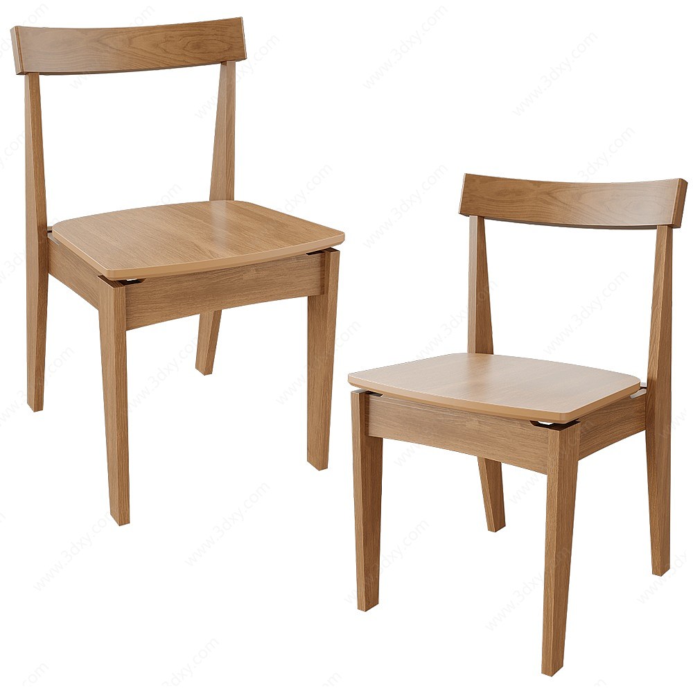 Minimalist现代木餐椅3D模型