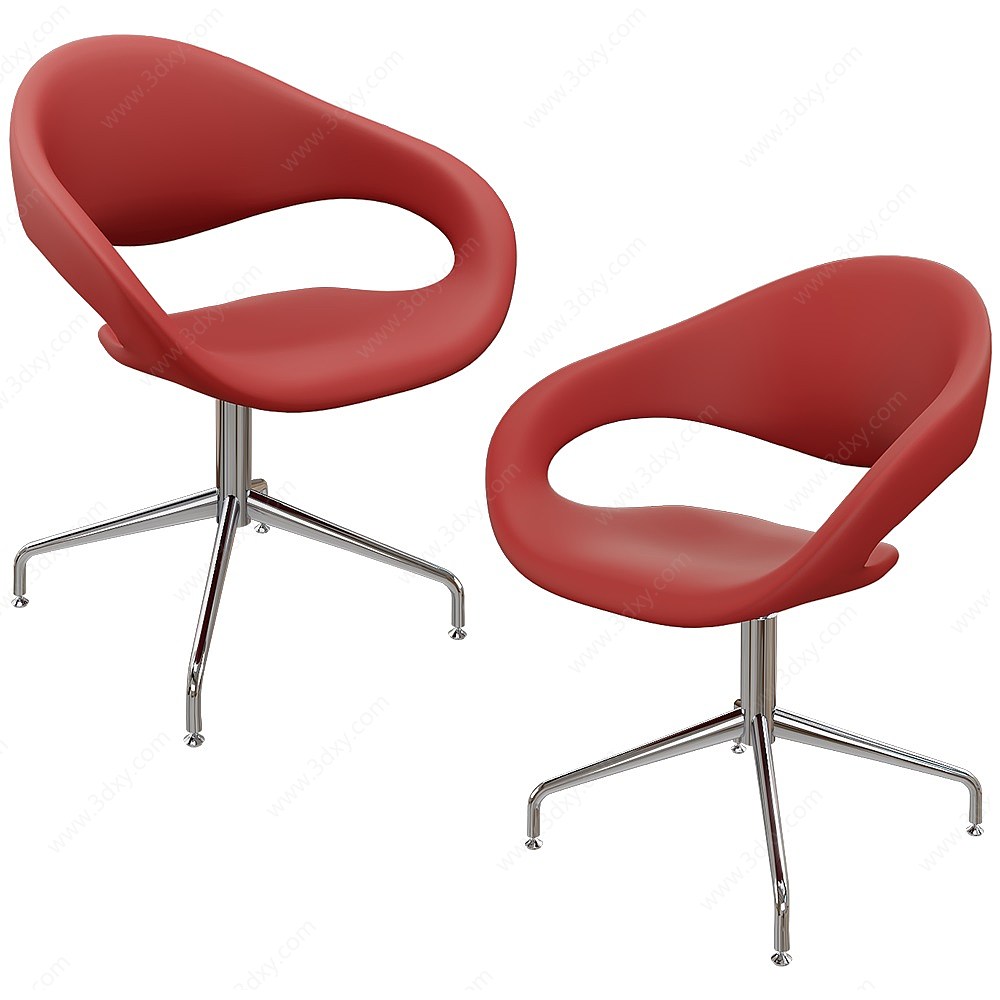 Samba北欧红吧椅3D模型