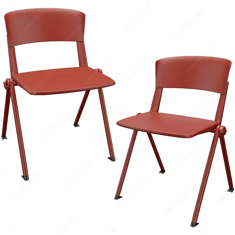 yugen现代金属红单椅3D模型