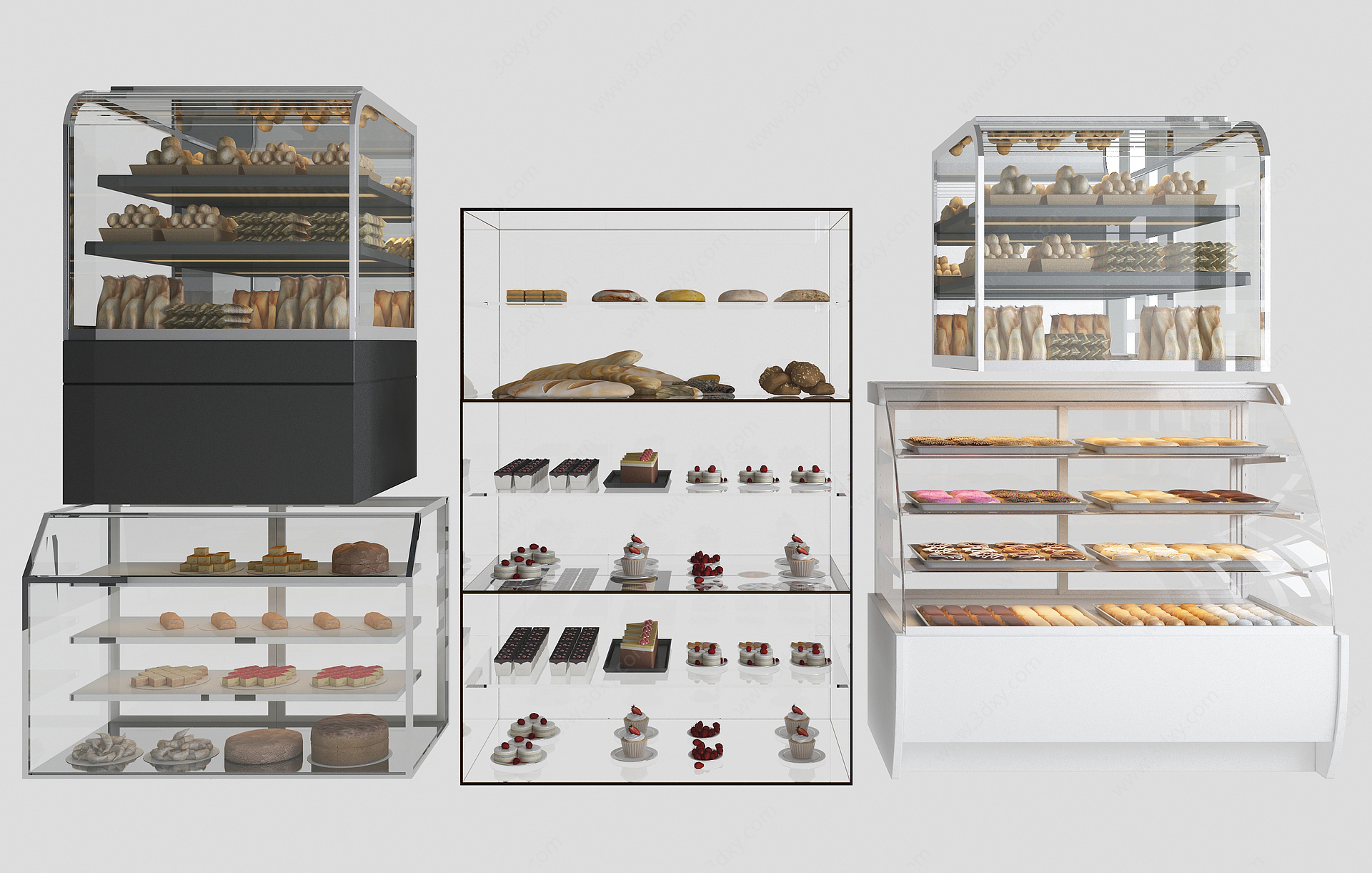 现代面包保鲜柜展示柜3D模型