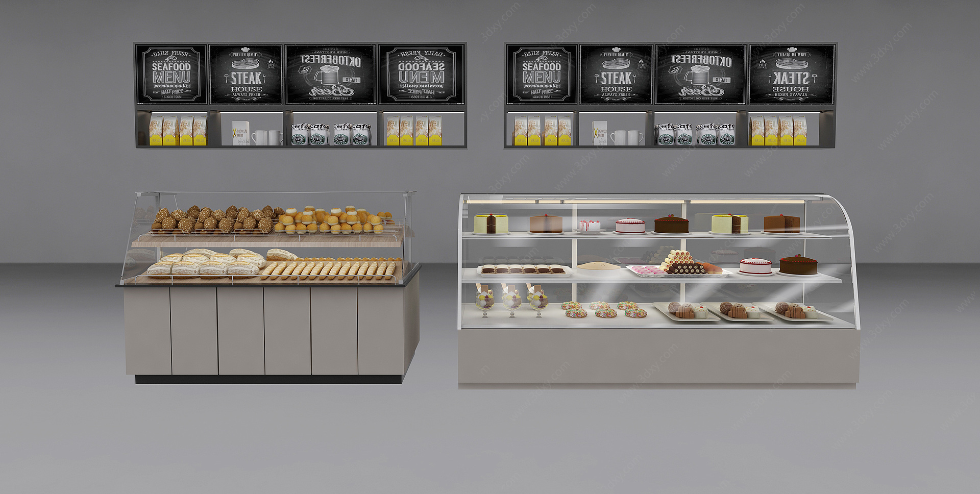 现代面包展柜蛋糕柜3D模型