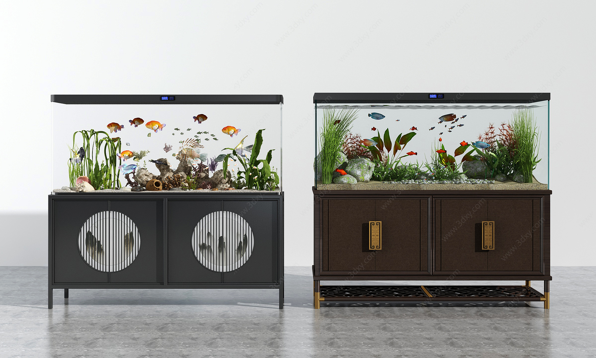 新中式鱼缸水族3D模型