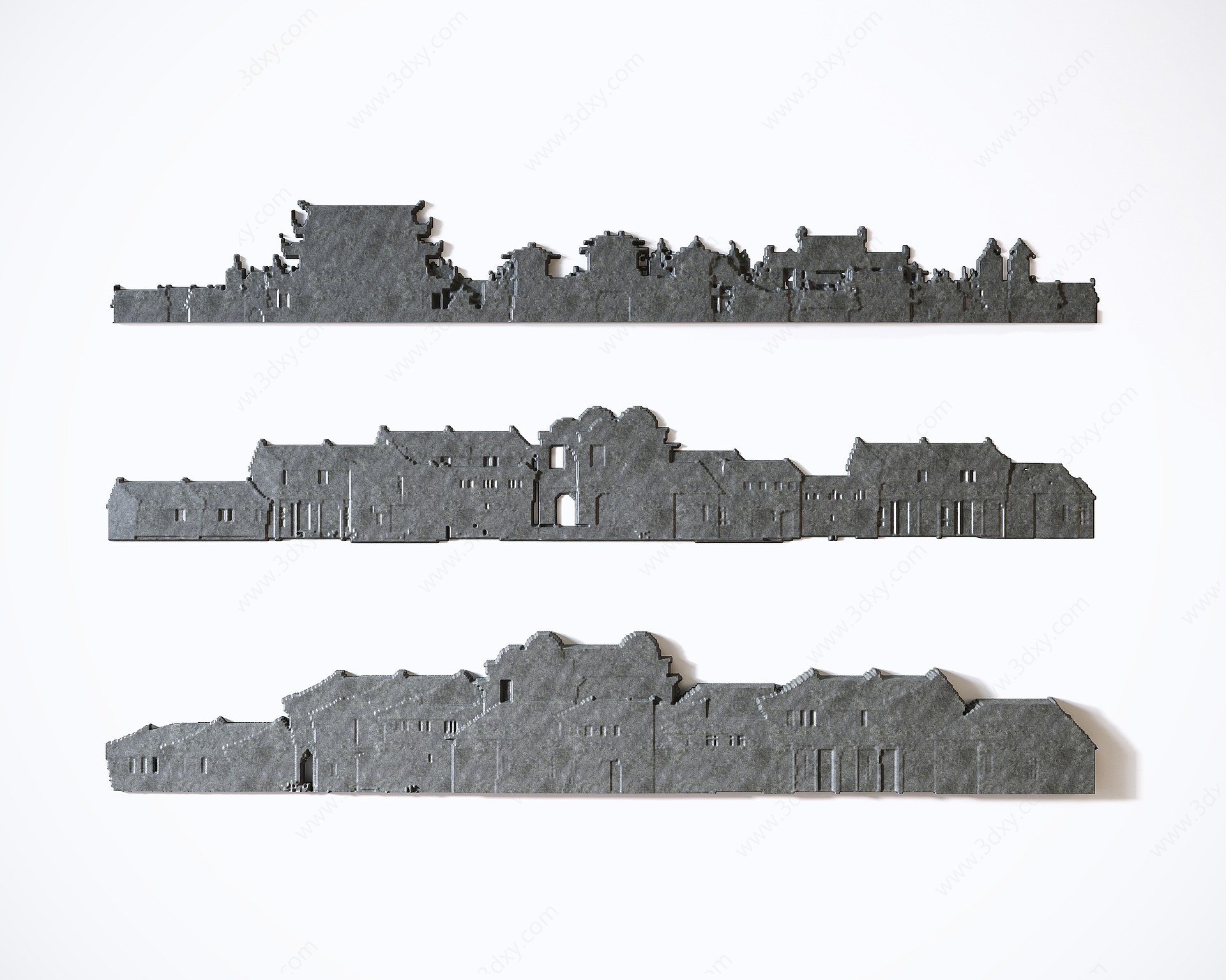 中式江南水乡浮雕装饰构件3D模型