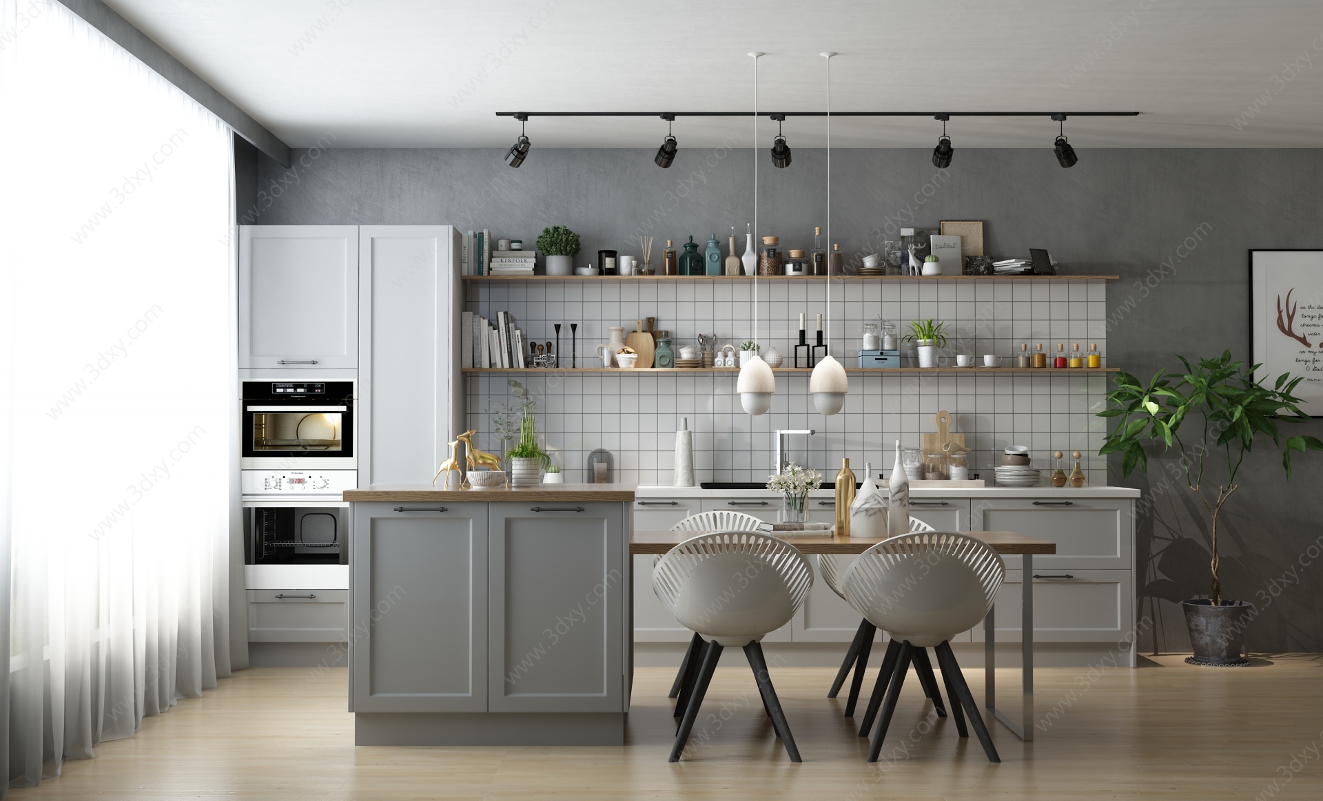 北欧厨房橱柜3D模型