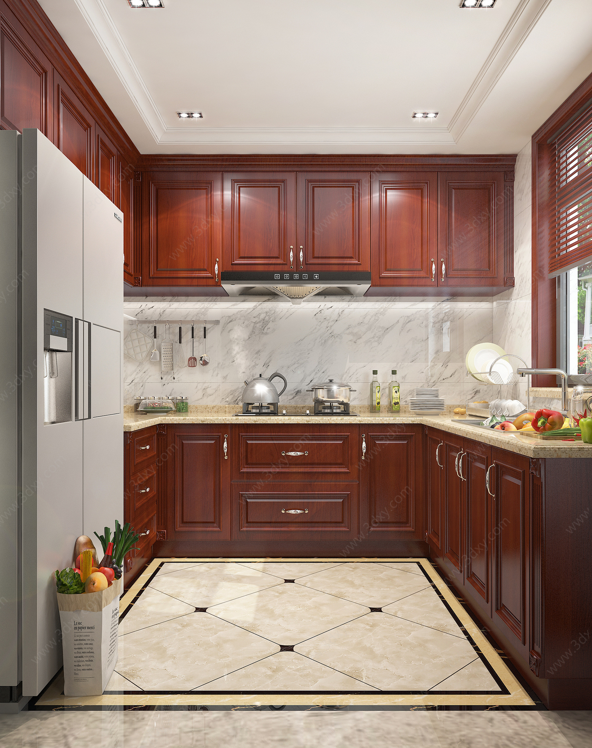 美式厨房橱柜厨房3D模型