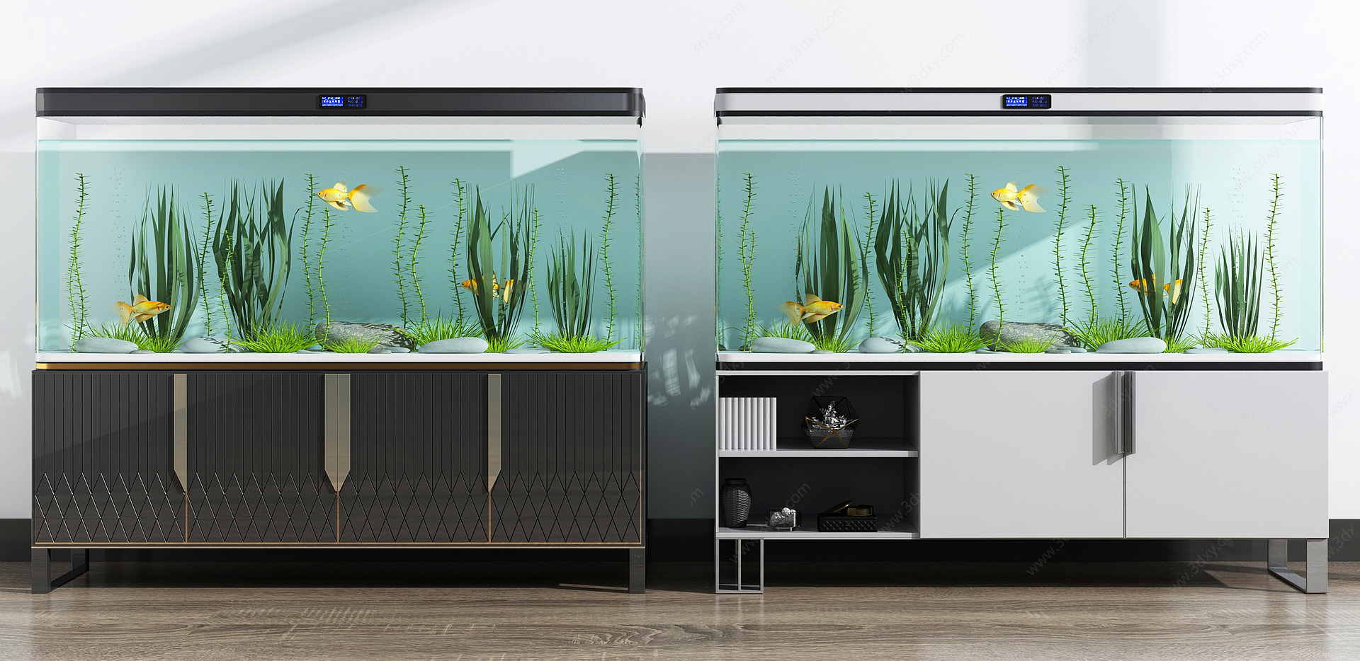 现代智能景观鱼缸水族箱3D模型