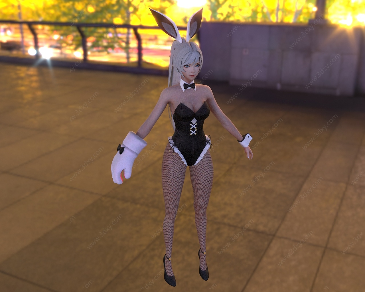 性感网袜蕾丝兔女郎3D模型