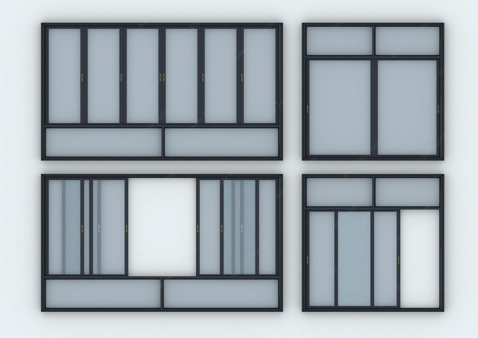 现代窗户推拉窗铝合金窗3D模型