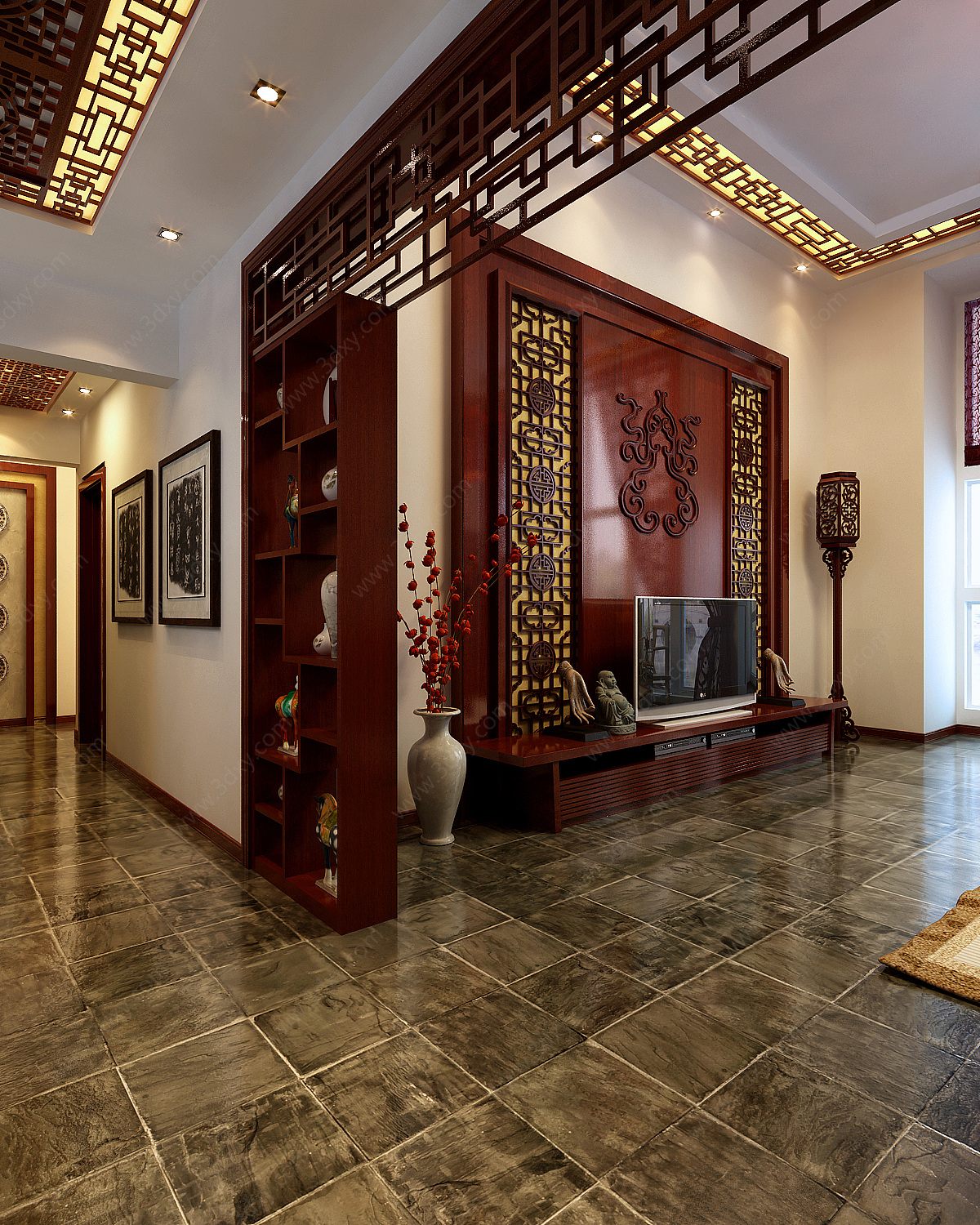 传统中式客厅3D模型